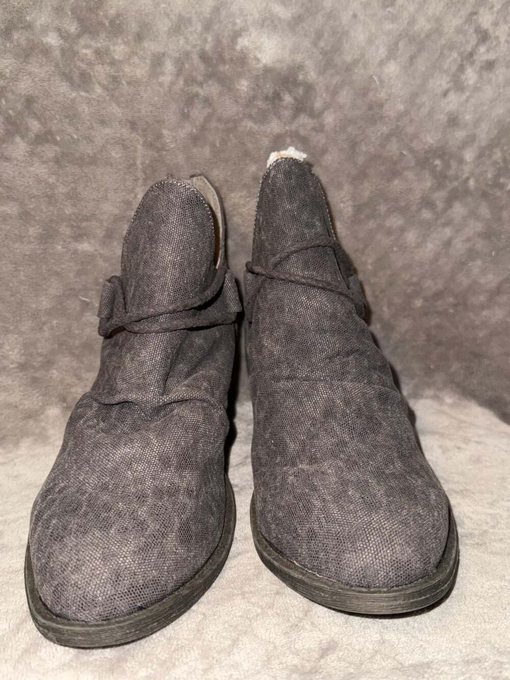 Gypsy Jazz Rebekah Ankle Booties in Charcoal Grey Leopard Print